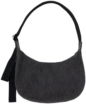 BAGGU Medium Denim Crescent Bag Washed Black Denim Top Sale Bags