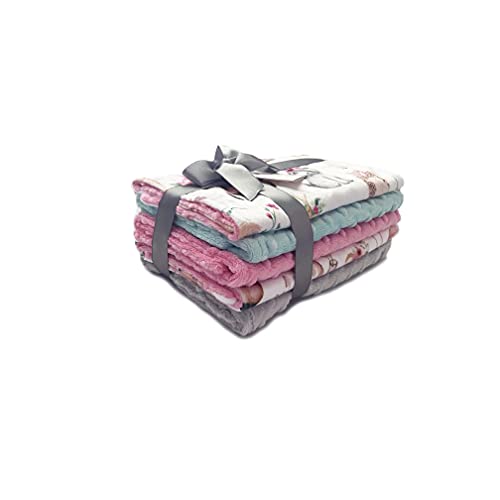 Baby Girl Baby Girl Burp Cloth Set of 5 { Sweet Darlings } Woodland Animal Friends3