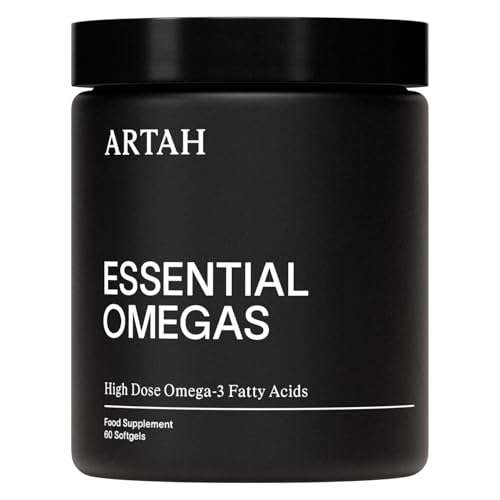 ARTAH Essential Omegas – High Strength Marine Omega‑3 (EPA 1000 mg + DHA 500 mg) – 60 Friend‑of‑The‑Sea Certified Fish Oil Softgels – Brain, Heart, Skin & Inflammation Support