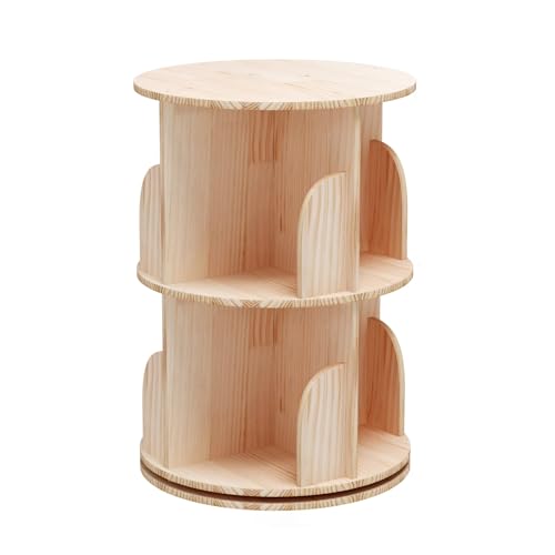 Bear Qiaqia 2 Tier Rotating Bookshelf, Small Corner Bookshelf