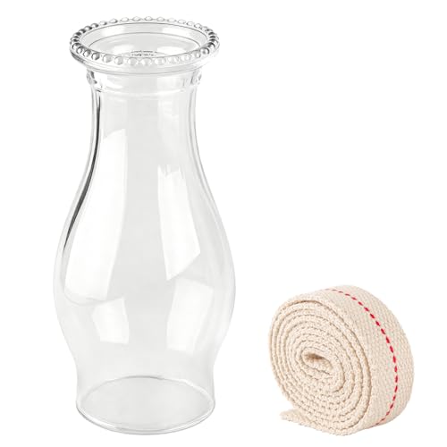 Glass Oil Lamp Chimney with 1m Cotton Wick – 8.27"