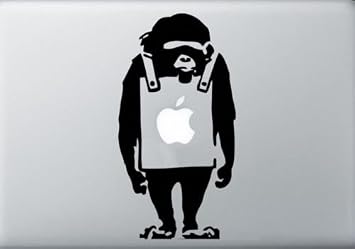 Banksy Monkey Vinyl Decal Sticker Skin for Apple MacBook Pro Air Mac Air, Die cut vinyl decal for windows, cars, trucks, tool boxes, laptops, MacBook - virtually any hard, smooth surface