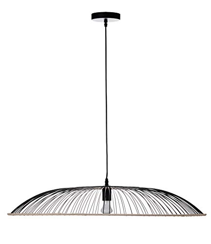LUSSIOL 250534 Suspensión, 60 W, Negro Metal/Ratán