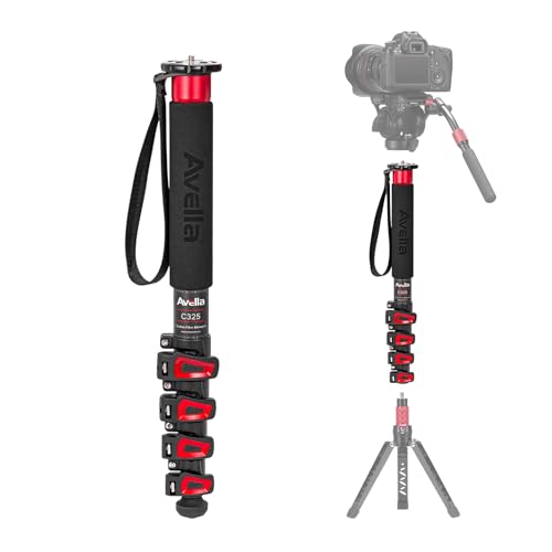 Avella C325 58 Inch Carbon Fiber Camera Monopod Professional Telescopic Monopods for Canon Nikon