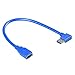 Smays Left Angle USB 3.0 Male to Female Extension Cable (1 Foot = 30 Centimeters, Blue)