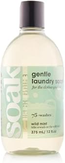 Soak Laundry Soap – No Rinse, Plant Derived Hand Wash Detergent - 375 ml / 12 fl. oz, 75+ Washes (Wild Mint)
