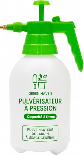 Green Haven Pulvérisateur à Pompe de 2 litres - Pulvérisateur à Pompe avec Sangle de Transport réglable - Pulvérisateur Haute Pression pour désherbant,...
