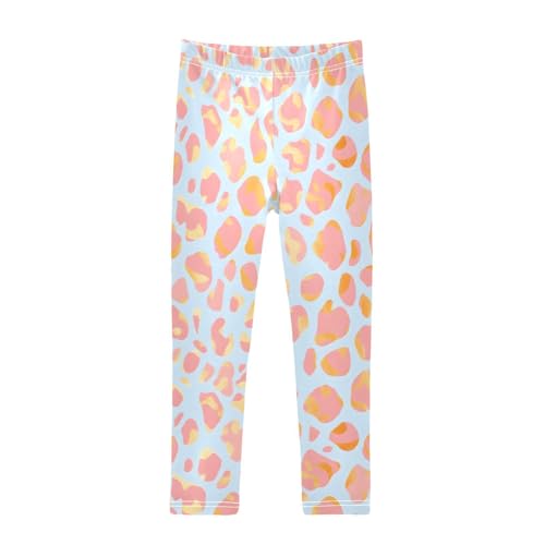 Pink Blue Leopard Girls Leggings Soft Stretch Workout Yoga Dance Pants for Kids Casual Tights
