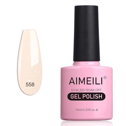 AIMEILI Gel Nagellack Shimmer Nude Jelly Gel Nail Polish Soak Off UV LED Transparent Nagellack UV Nagellack Nudefarben - (558) 10ml
