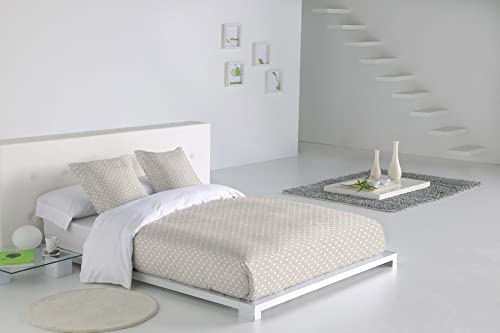 SABANALIA - Juego de Funda nórdica Niza | Funda nórdica 280 x 240 + 35 cm, 2 Fundas de Almohada Blancas 125x45 y Bajera Ajustable 200x190/200 (Disponible en Varios tamaños) | Cama 200 | Color Blanco