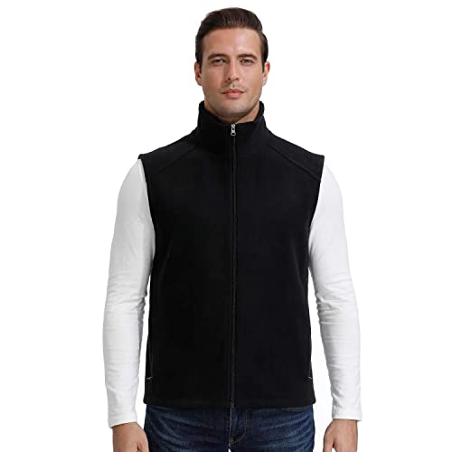 MOHEEN Men's Fleece Vest Outdoor Full Zip Softshell Sleeveless Jacket with Pockets