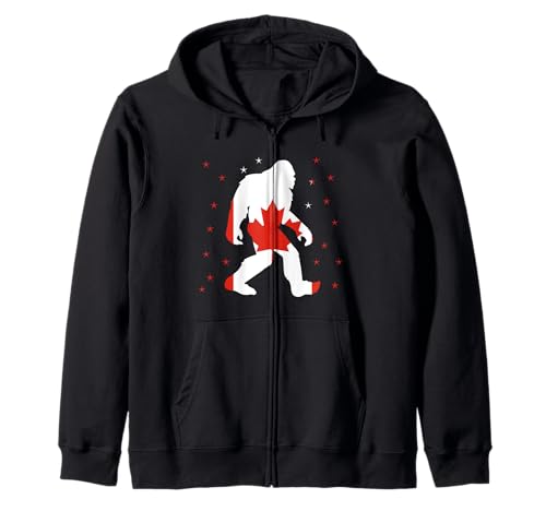 Funny Bigfoot Bandera Canadá Hoja de arce canadiense Sudadera con Capucha