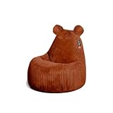 Qubo™ Teddy Sitzsack | Bequemer Kindersessel mit Rückenlehne | Ergonomische FIT-Füllung | Robuster POP-Stoff | Leicht tragbar, langlebig & pflegeleicht | Zimt Feel Fit