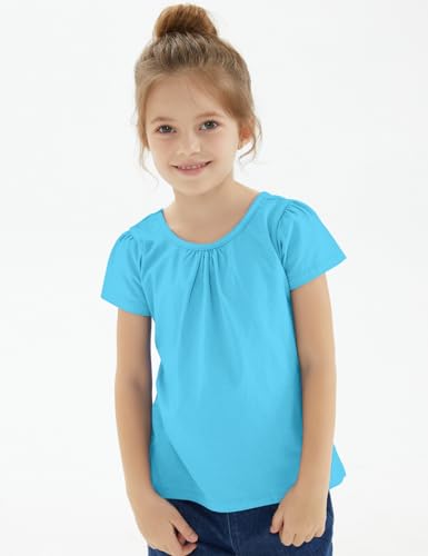 Image of Noomelfish Girls Criss Cross Back T-Shirts Short Puff Sleeve Tee Tops (5-12 Years)