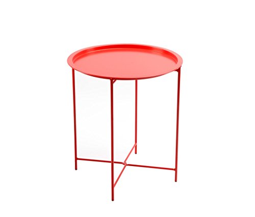 Finnhomy Small Round Side End Table, Sofa Table, Tray Side Table, Snack Table, Metal, Anti-Rusty, Outdoor and Indoor Use for Putting Small Things, Red Finnhomy Small Round Side End Table, Sofa Table, Tray Side Table, Snack Table, Metal, Anti-Rusty, Outdoor and Indoor Use for Putting Small Things, Red