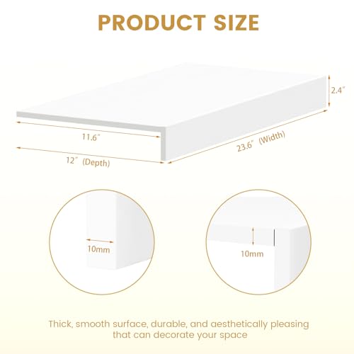 Evjocoh Wood Wire Shelf Covers Wire Rack Covers for Pantry and Closet Removable Shelf Covers for Wire Shelving Cabinet Bathroom Kitchen Shelving Decoration (4, White, 23.6”W x 12”D) by Evjocoh - Used condition - Image 3