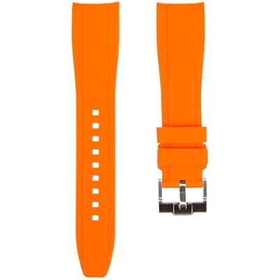Curved End Soft Silicone Sports Rubber Watch Bands- Compatible with Omega Swatch Moonwatch, Omega Speedmaster, Rolex Submariner, Seiko SKX Dive Watches- 18mm,19mm,20mm,21mm,22mm - Curve Replacement Watch Straps for Men & Women