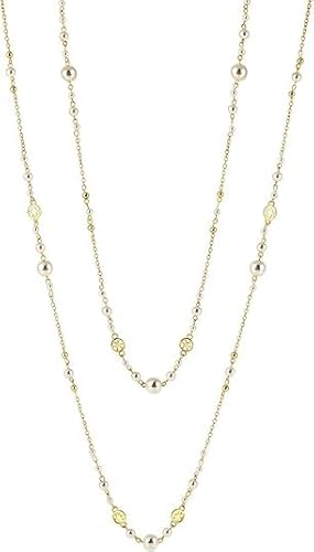 Collana Lunga Donna Oro con Perle, Set di 2 Collane,