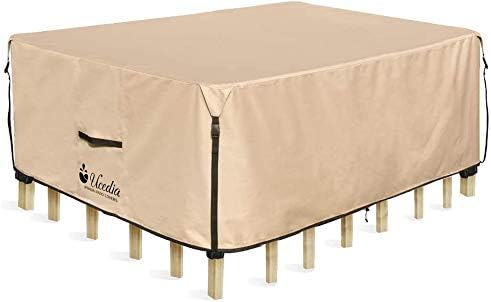 UCEDER Patio Heavy Duty Table Cover Outdoor Dining Table Chair Set Cover fit Rectangular/Oval Patio Table and 6-8 Standard Chairs (Rectangular 136"(L)x74"(W))