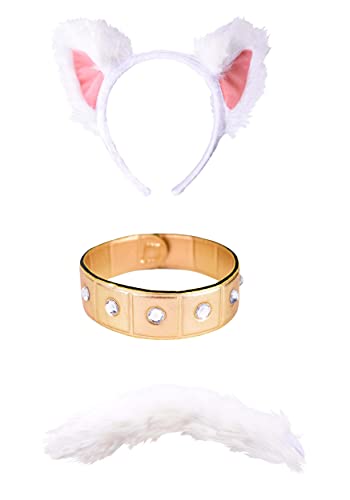 Fun Costumes Disney The Aristocats Duchess Plush Headband, Collar & Tail Costume Accessory Kit for Adults and Kids - White