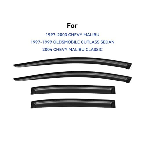 Image of Window Visors Rain Guards for 1997-2003 Chevy Malibu, Out-Channel Window Vent Wind Deflectors Visors Shades for 1997 1998 1999 Oldsmobile Cutlass Sedan
