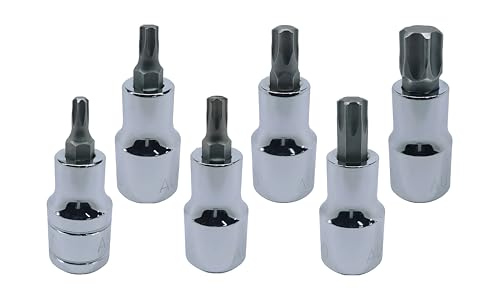 T-27+T-30+T-35+T-50+T-55+T-60, Torx Bit Socket, Hardened and Tempered, CRV Steel