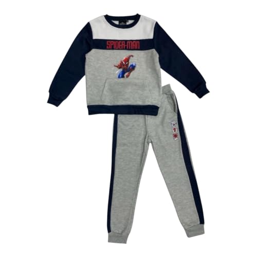 arlis Ensembles Jogging Enfant en Spiderman - Ensemble Survêtement de sport Enfant (FR/ES, Âge, 6 ans, Taille normale, Ensemble Jogging Spiderman gris)
