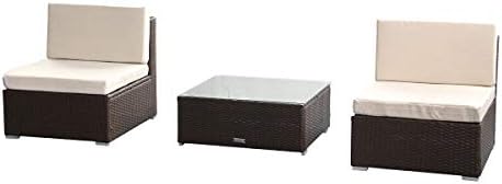 U-MAX Patio PE Rattan Wicker Sofa Outdoor Sectional Patio Furniture Sets (3-PCS)