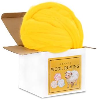 Wool Roving Bulk - 8.82oz Super Wool Chunky Yarn, Wool Roving Top for Needle Felting, Soft Felting Wool Supplies for Hand Spinning, Felting, Blending, Weaving and DIY Craft
