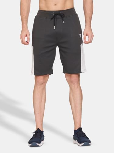 Image of MARK LOUIIS Men's Cotton Blend Shorts with 2 Zipper Pockets + 1 Back Pocket | Lightweight Breathable Casual Shorts | Elastic Waist Comfortable Fit | Multi-Color | M to 7XL