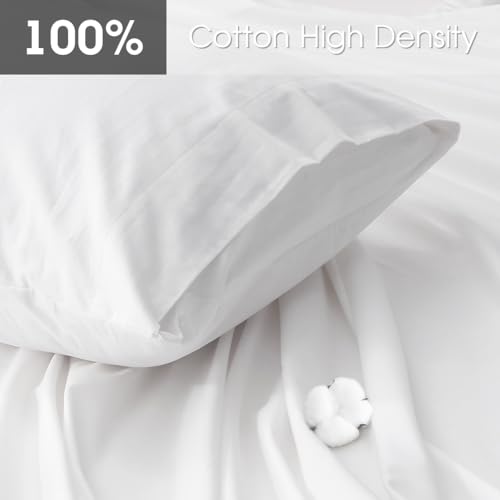 HYPREST Extra Deep Pocket King Sheet Sets Fits 18"-24" in Deep Mattress -100% Cotton King Sheet Set,White Hotel Luxury Soft Cooling Sheet Sets for King Bed Deep Pocket by HYPREST - Image 2