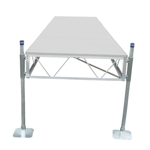 Patriot Docks 16\' Straight Stationary Pipe Dock with Gray Aluminum Decking (10503)