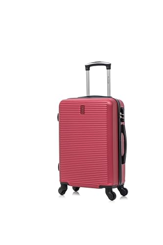 CELIMS - Maleta Mediana Rojo Burdeos Rígida con 4 Ruedas Ligera Facturación 20kg 65cm | Cerradura Integrada | ABS | Maleta Mediana con 4 Ruedas 65cm | Maleta de Fin de Semana | Rojo Burdeos