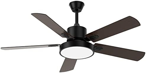 BECLOG Black Outdoor Ceiling Fans, 52" Ceiling Fans with Lights, 6-Speed Reversible DC Motor-Black