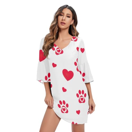 Robe d'été décontractée imprimée motif pattes de chien vêtement léger
