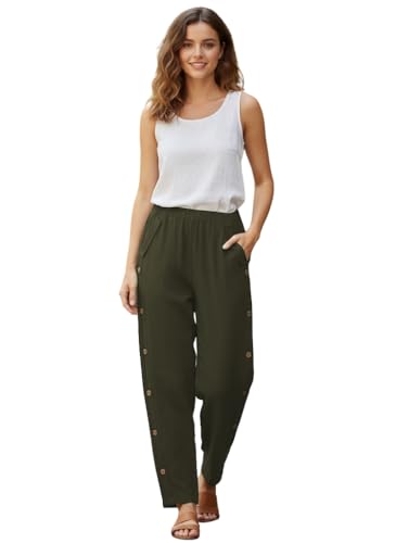 TOPLOT Women's Trousers | Loose Fit Design | Stylish Korean Style Look | Formal Pant for Women | Trendy Fashion Styling | Easy Movement | Excellent for Casual (5192-Olive-34)