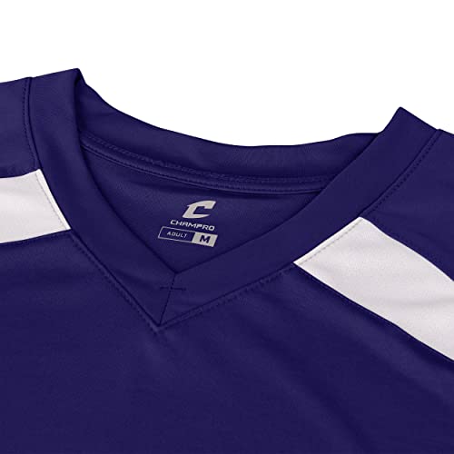CHAMPRO Camiseta de beisebol xadrez, feminina, GG, roxo, branco