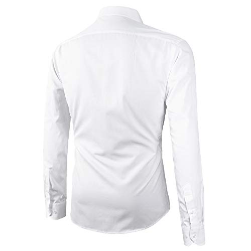 Beninos Mens Slim Fit Solid Point Collar Button Down Dress Shirt (Cd01 White, Xl) #TOP1