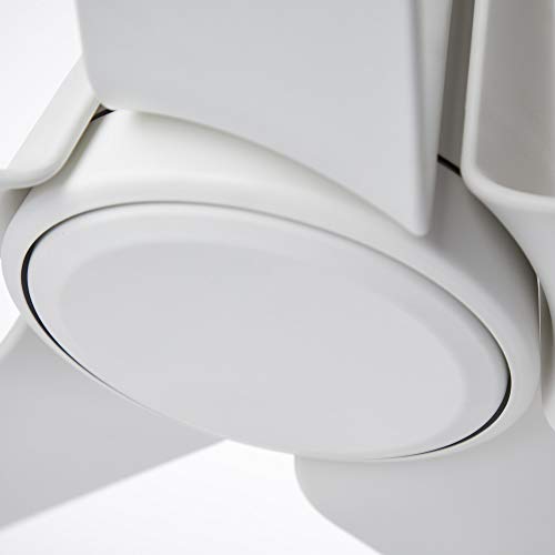 Luminance Kathy Ireland Home Floret Eco Indoor/Outdoor Ceiling Fan With Led Modern Fixture With Dc Motor, 5 Blades And Removable Lighting | Damp Rated, 60 Inch, Satin White #TOP6