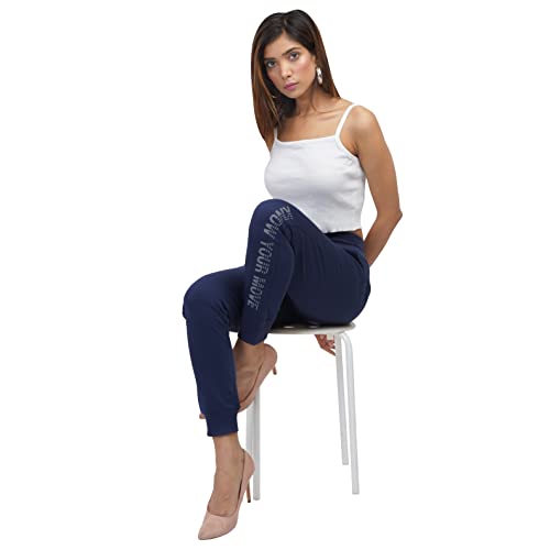 Image of EcoLove Women's Solid Poly-Cotton Interlock Ankle Length Track Pants