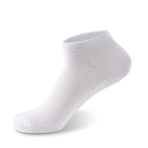 Men's Lightweight Ankle Socks Low Cut Athletic Socks High Elasticity Soft Cotton Blend Sweat-Absorbing Odor-Proof for Daily Wear and Sport Solid White 8 Pairs Box Packaging Men's Size 6-9
