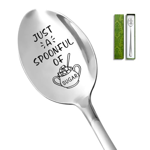 Levaukiem Just a Spoonful of Sugar Spoon, Funny Stainless Steel Coffee Sugar Spoon, Mary Poppins Gift for Coffee Lovers, Men, Women, Friends, Valentines Birthday Christmas Lover Gifts