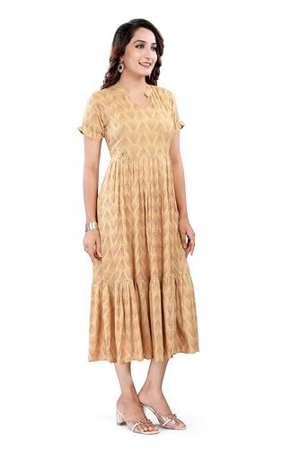 Image of B2F Women's Flared Anarkali Maternity Dress, Feeding Kurti with Concealed Zip for Pre & Post Pregnancy