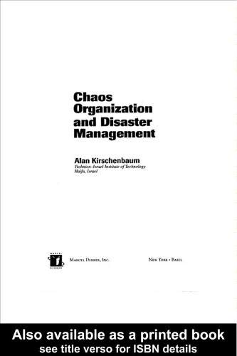 Buy Chaos Organization and Disaster Management — BookShops.in