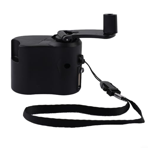 SMZhomeone Cargador de teléfono con manivela USB, mini generador manual como fuente de alimentación para teléfono móvil y dispositivos digitales para viajes, actividades al aire libre (negro)