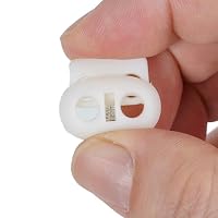 Kordel Stopper, 2-Loch, 10 Stück, in Weiss, für bis Ø 4 mm Kordeln, Band Klemme Jacke, Bekleidung, Rucksack, Gummikordel Stopper, Schnellverschluss Schnürsenkel, Schnur Rutsche, Tanka Kordelstopper – Ansicht 9