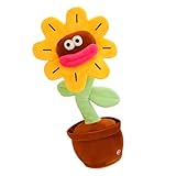 Lovely Dancing Singing Sun Flower Musical Plush Toy New Year Party Table Decors Electric Flower Toy
