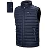 33,000ft Men Packable Quilted Vest Outdoor Lined Hybrid Sports Vests with Stand-up Collar Outdoor Vests with 5 Bags Transitional Vests for Men Running Golf Hiking Horse Riding, Dark Blue L