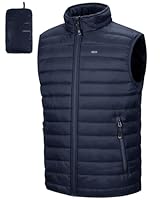 33,000ft Mens Lightweight Gilet, Packable Quilted Puffer Padded Vest Outerwear, Body Warmer Windproof Sleeveless Jacket for Golf Running Hiking Horse Riding Dark Blue S