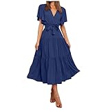 Umstandskleidung,Kleid sommerhochzeit,Damen Abendkleider,grünes Satinkleid,ana Alcazar Kleider,midi Rock mit Schlitz,Weisse Kleider,Gala Kleid,Schwangerschafts Abendkleid(Blue-2,XL)